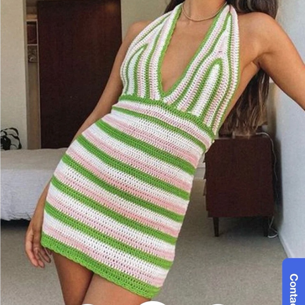 Striped Halter crochet Dress